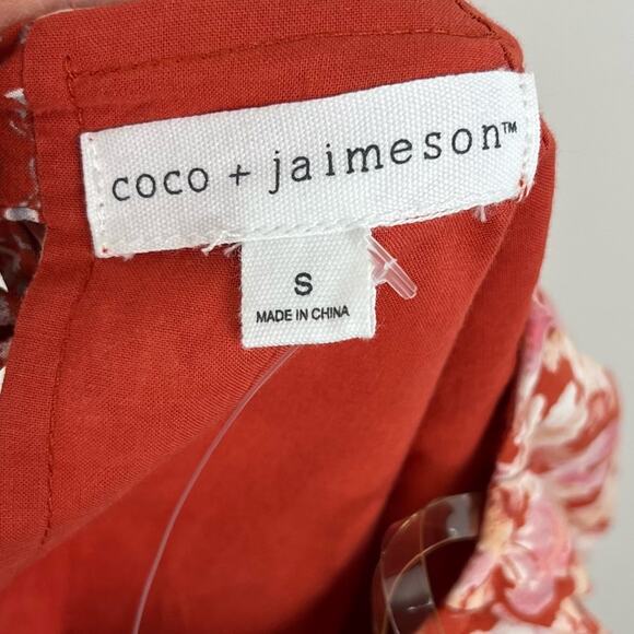 Coco + Jaimeson Crop Top Floral Puff Sleeve Tie Back Small - Picture 6 of 7